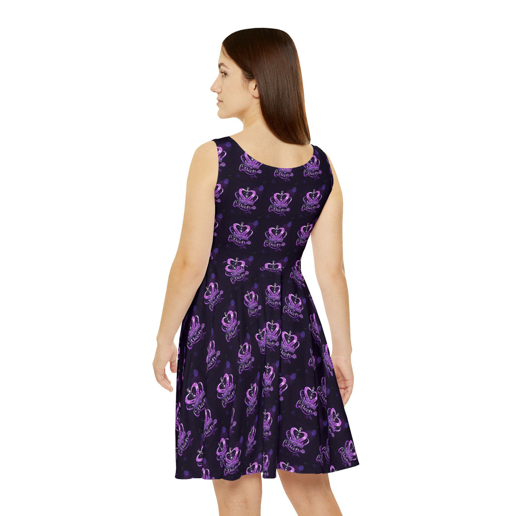 Queen Crown Purple Pattern Skater Dress