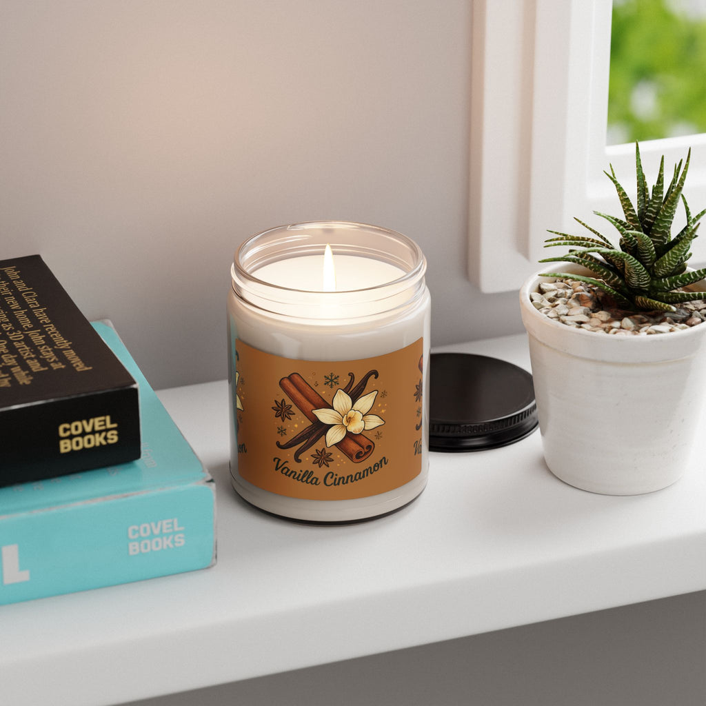 Vanilla Cinnamon Scented Soy Candle | Cozy Home Fragrance, Gift for Candle Lovers, Relaxation, Home Decor, Aromatherapy