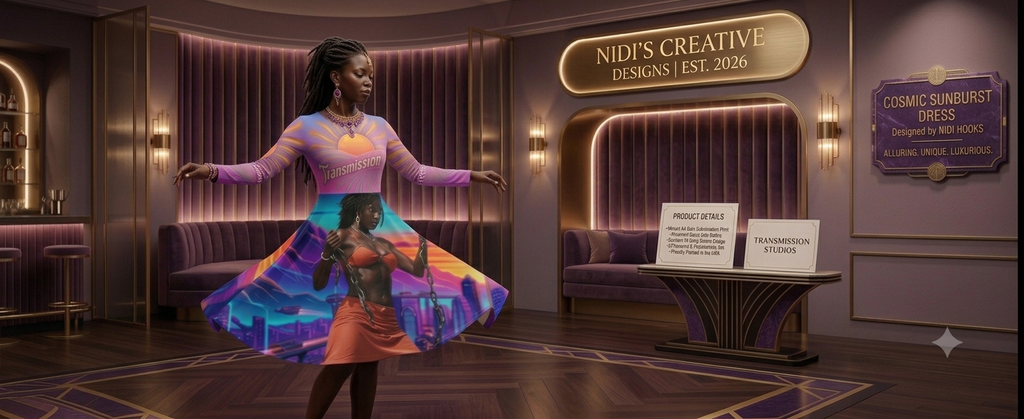 The "COSMIC SUNBURST" Graphic Midi Dress