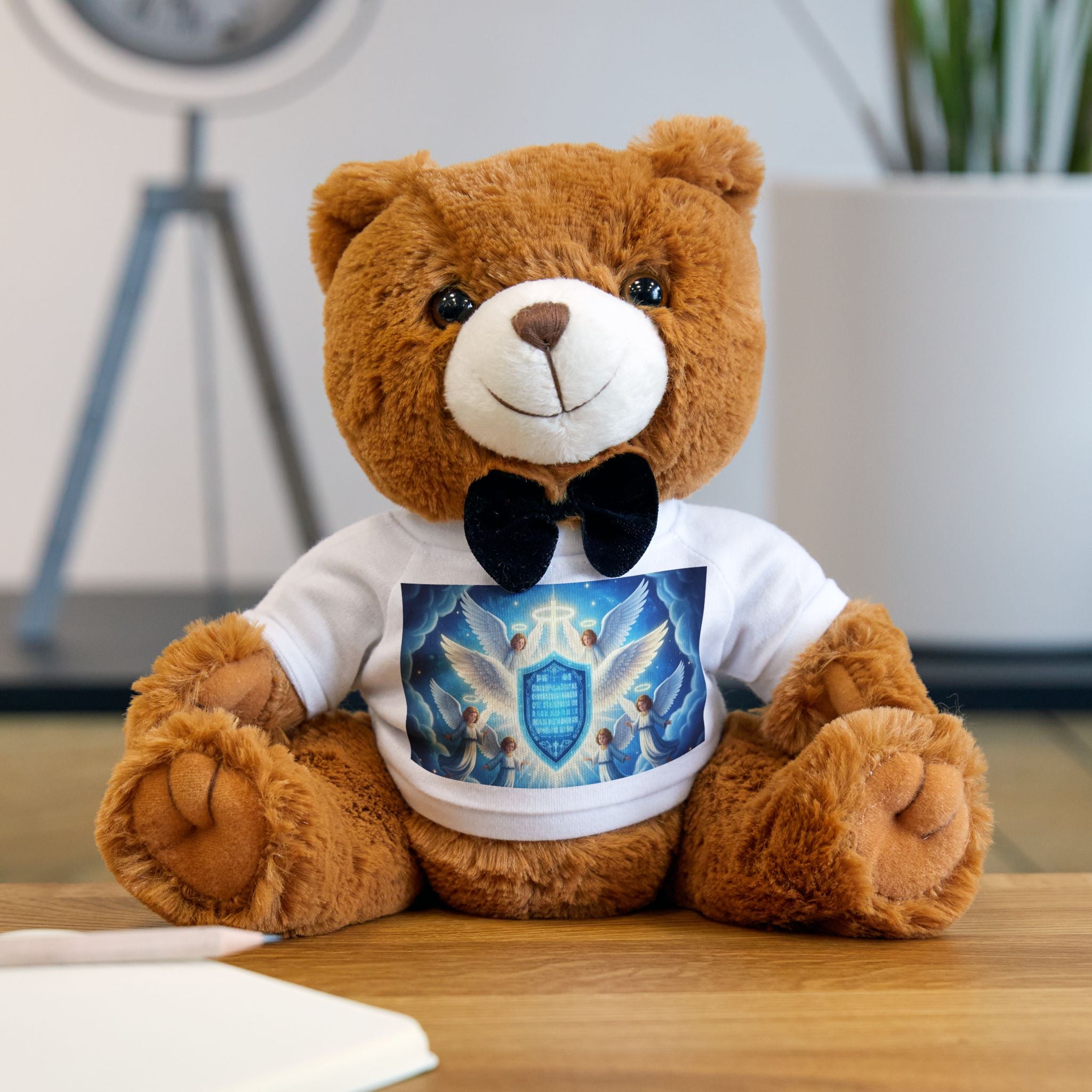 Stuffed Teddy Bear with Custom T‑Shirt — Cute Plush Gift for Baby Showers & Birthdays